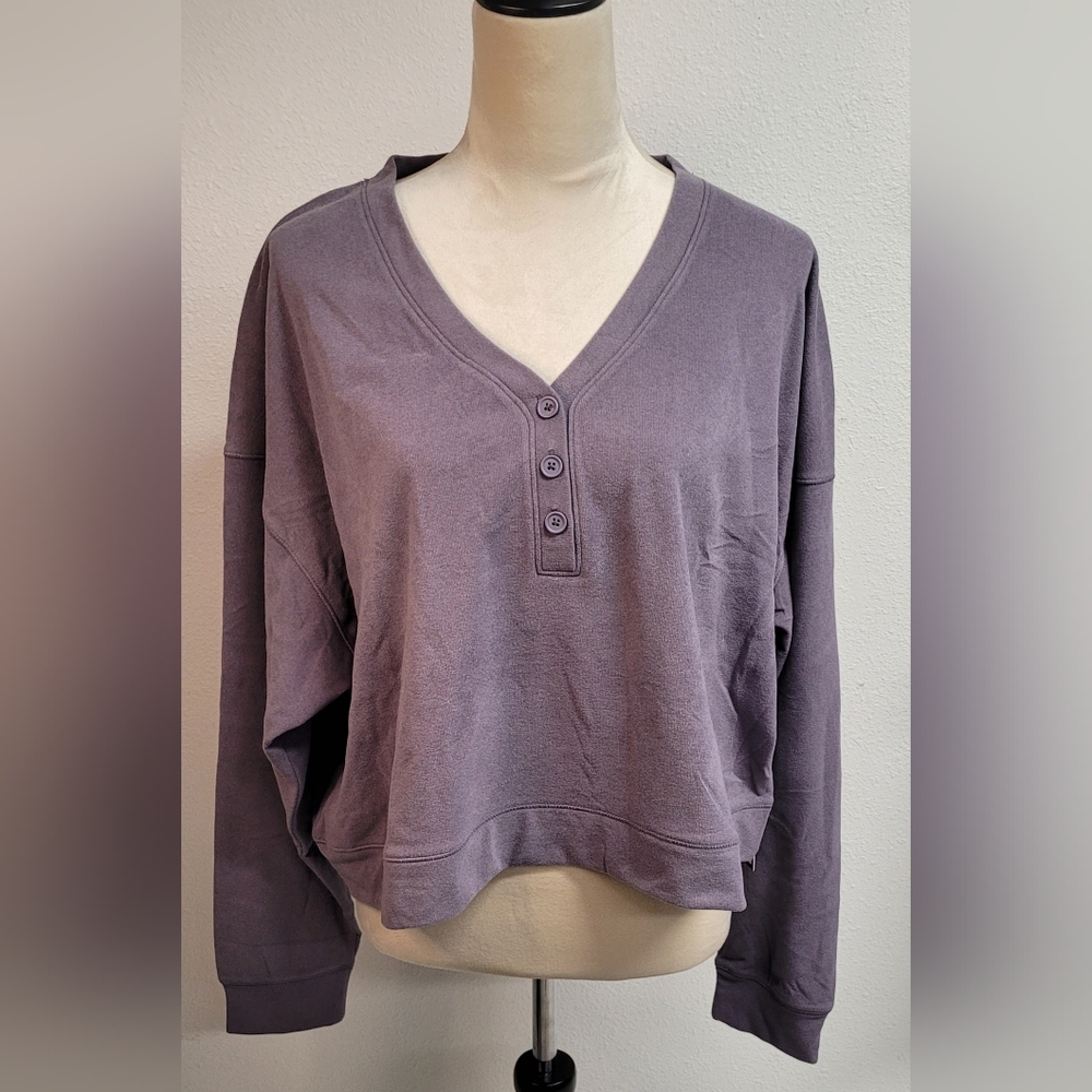 Velocity womens fleece cloud canopy sweatshirt lilac XL cropped